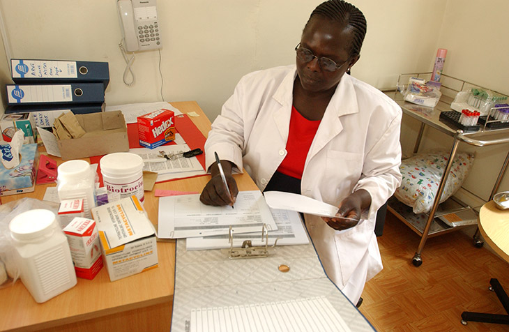 Kenyan doctor in a clinic setting
