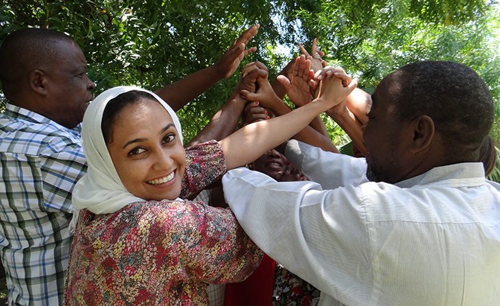 Staff members from the Mombasa County Health Department participate in team-building activities to strengthen coordination for better health services