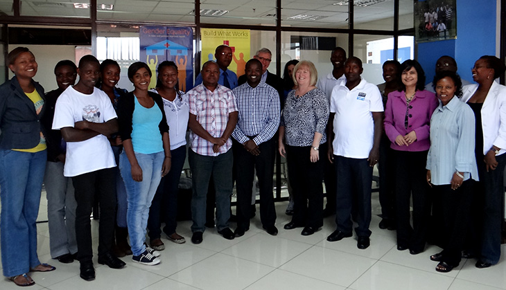 Health Policy Project  staff in HPP’s Nairobi office meet with colleagues prior to the high-level meeting on UHC