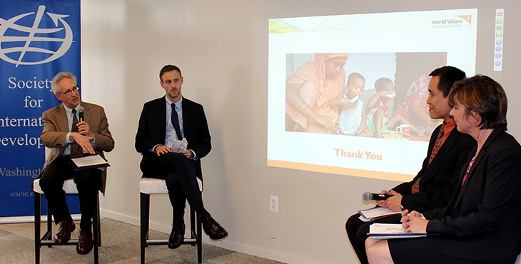 Participants speaking on the governance panel