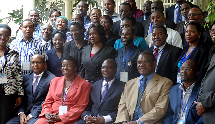 Mr Macharia (seated, third from right) with participants at the intergovernmental consultative forum