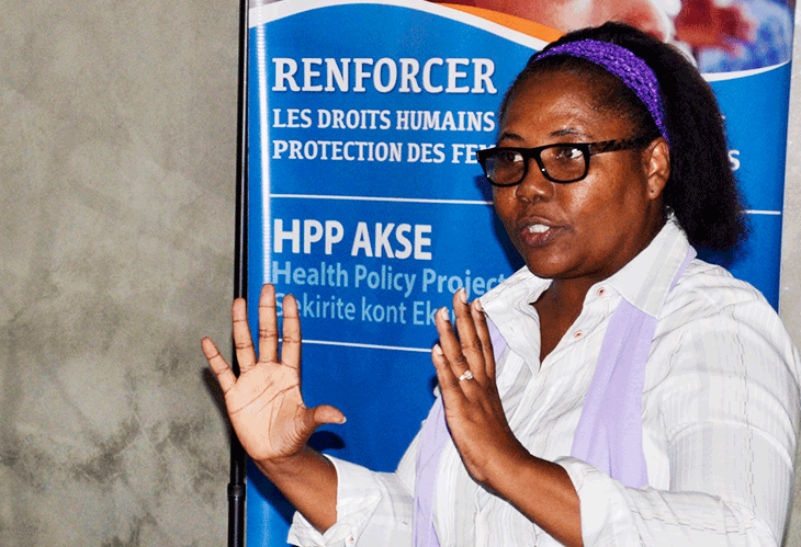 Trainer at the SGBV training in Haiti 