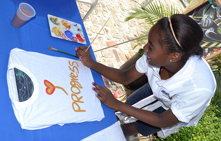 A child playing at the VACS launch in 2014